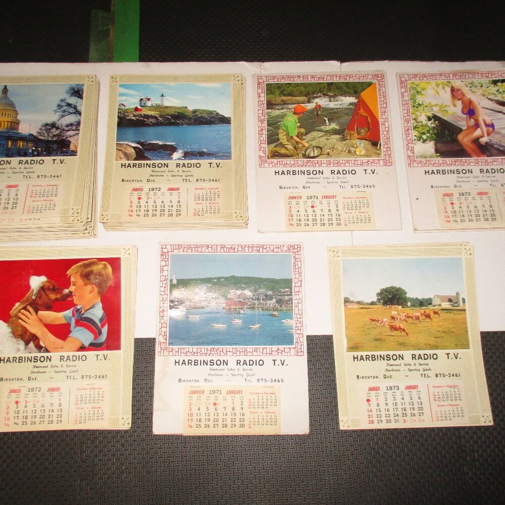 Lot of 55 Vintage Unused Calendars 1971 - 1973 Harbinson Radio T.V. Birchton Qu